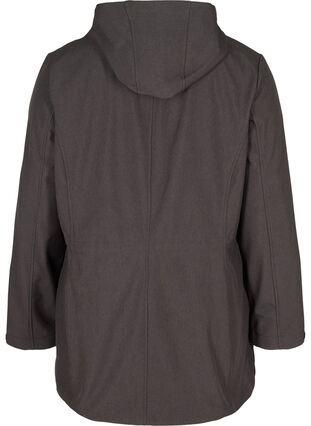 Softshell-Jacke mit Kapuze und verstellbarer Taille, Dark Grey Melange, Packshot image number 1