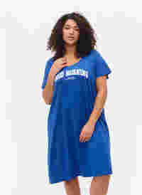 Nachthemd aus Baumwolle mit kurzen Ärmeln, Dazzling Blue GOOD, Model