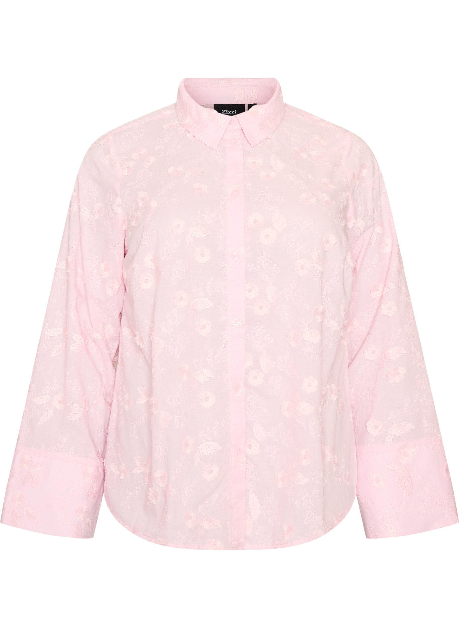 ZizziHemd mit floraler Stickerei und weiten &Auml;rmeln, Pink, Packshot image number 0
