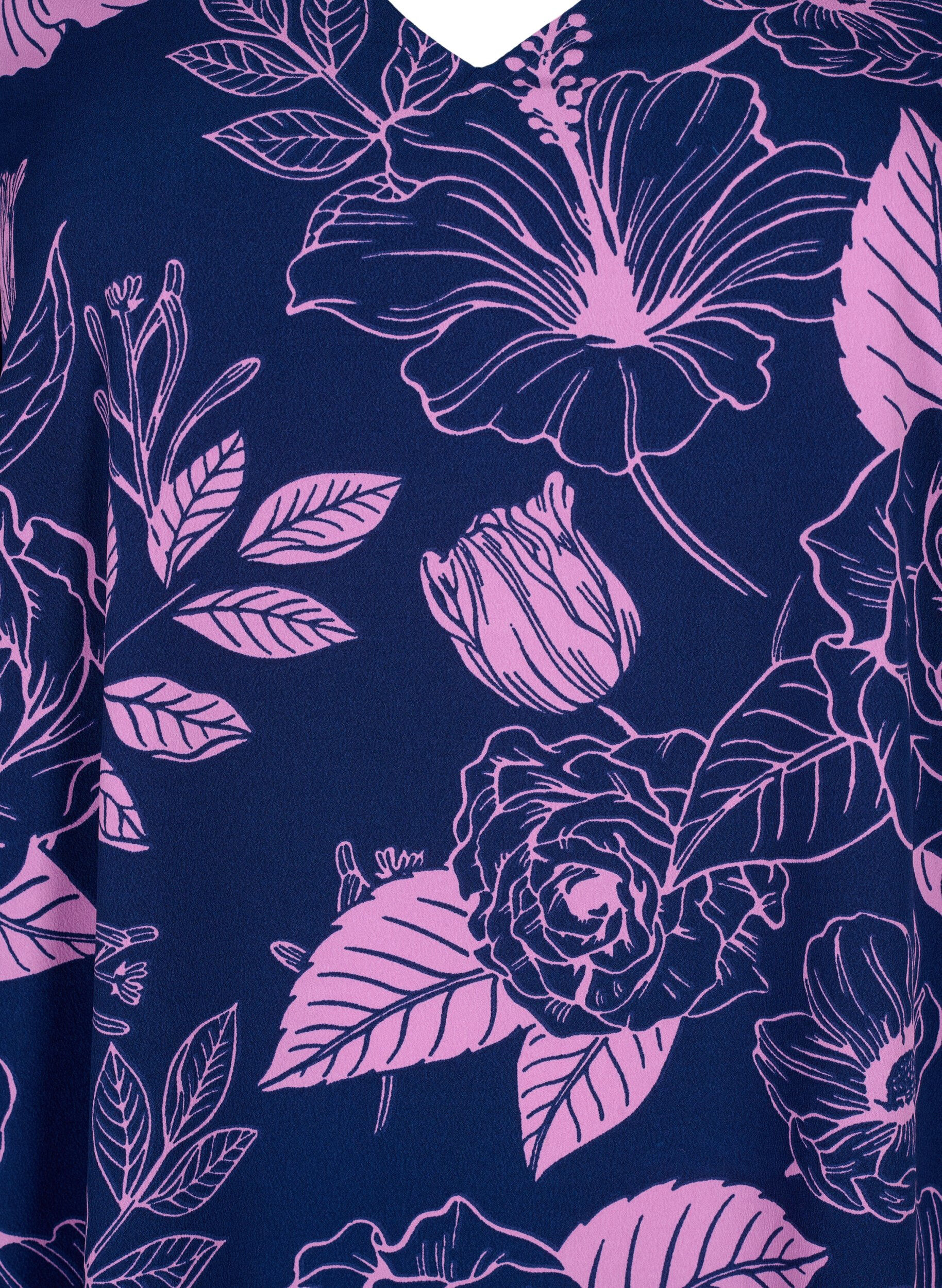 Zizzi FLASH &ndash; Kleid mit V-Ausschnitt und Blumendruck, Medieval Blue Flower, Packshot image number 2
