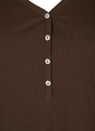 Langarm Bluse aus Ripp mit Knopfdetails, Molé, Packshot image number 2