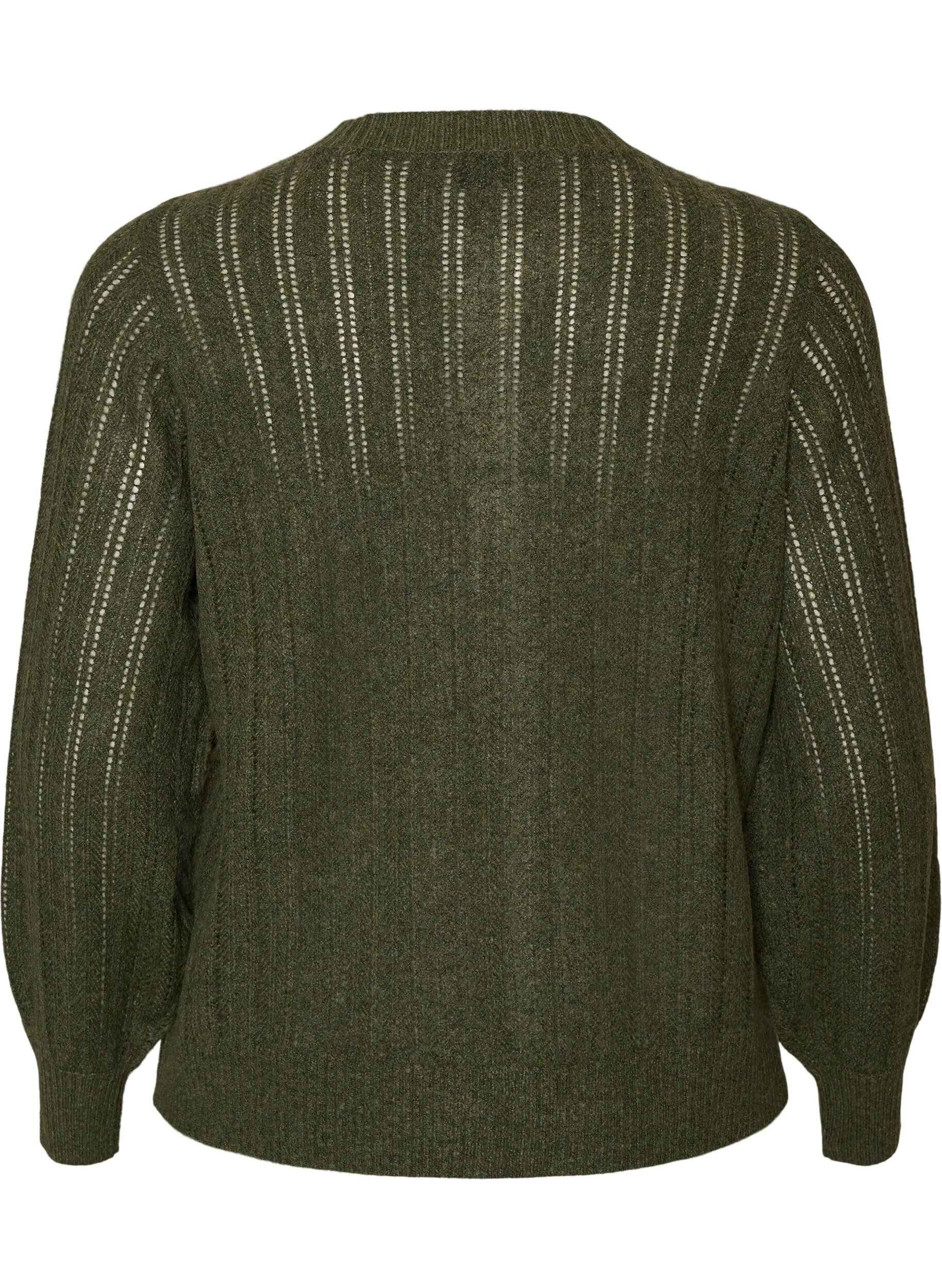 ZizziStrickjacke mit Lochmuster, Gr&uuml;n, Packshot image number 1