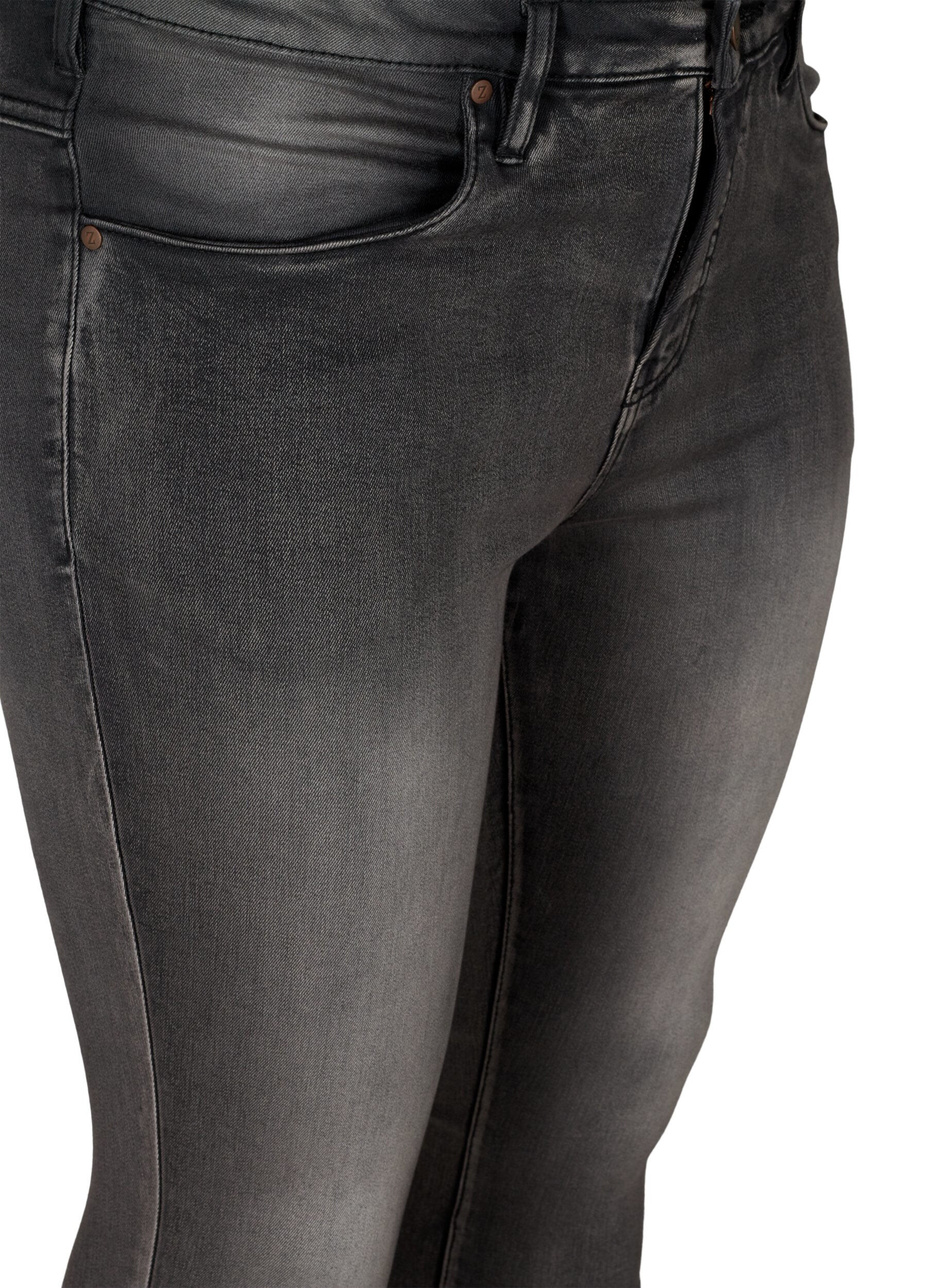 Zizzi Extra schmale Amy Jeans mit hoher Taille, Dark Grey Denim, Packshot image number 2