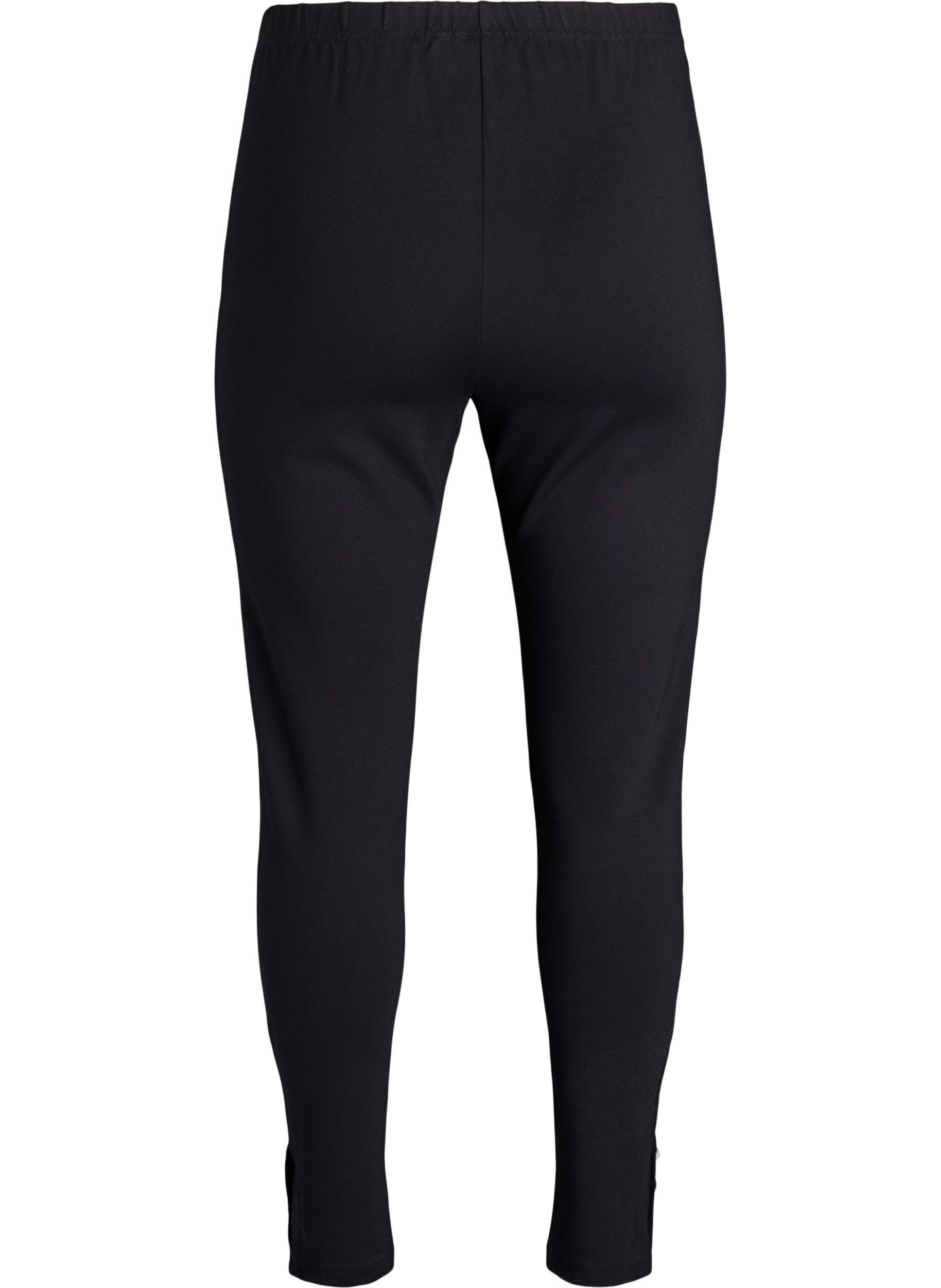 Zizzi Leggings mit Kn&ouml;pfen am Beinabschluss, Schwarz, Packshot image number 1