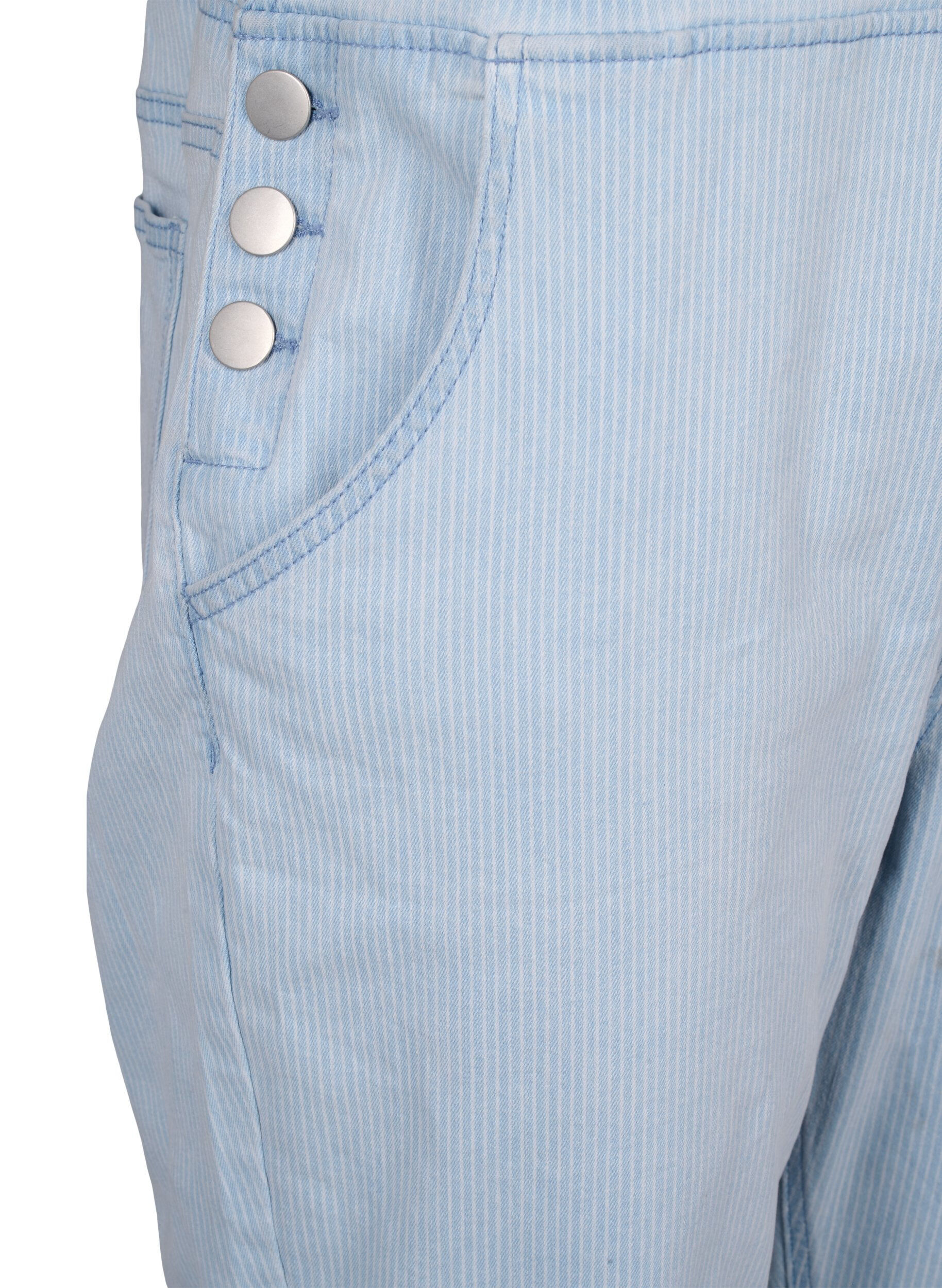 Zizzi Gestreifte Jeans-Latzhosen, Blau, Packshot image number 3