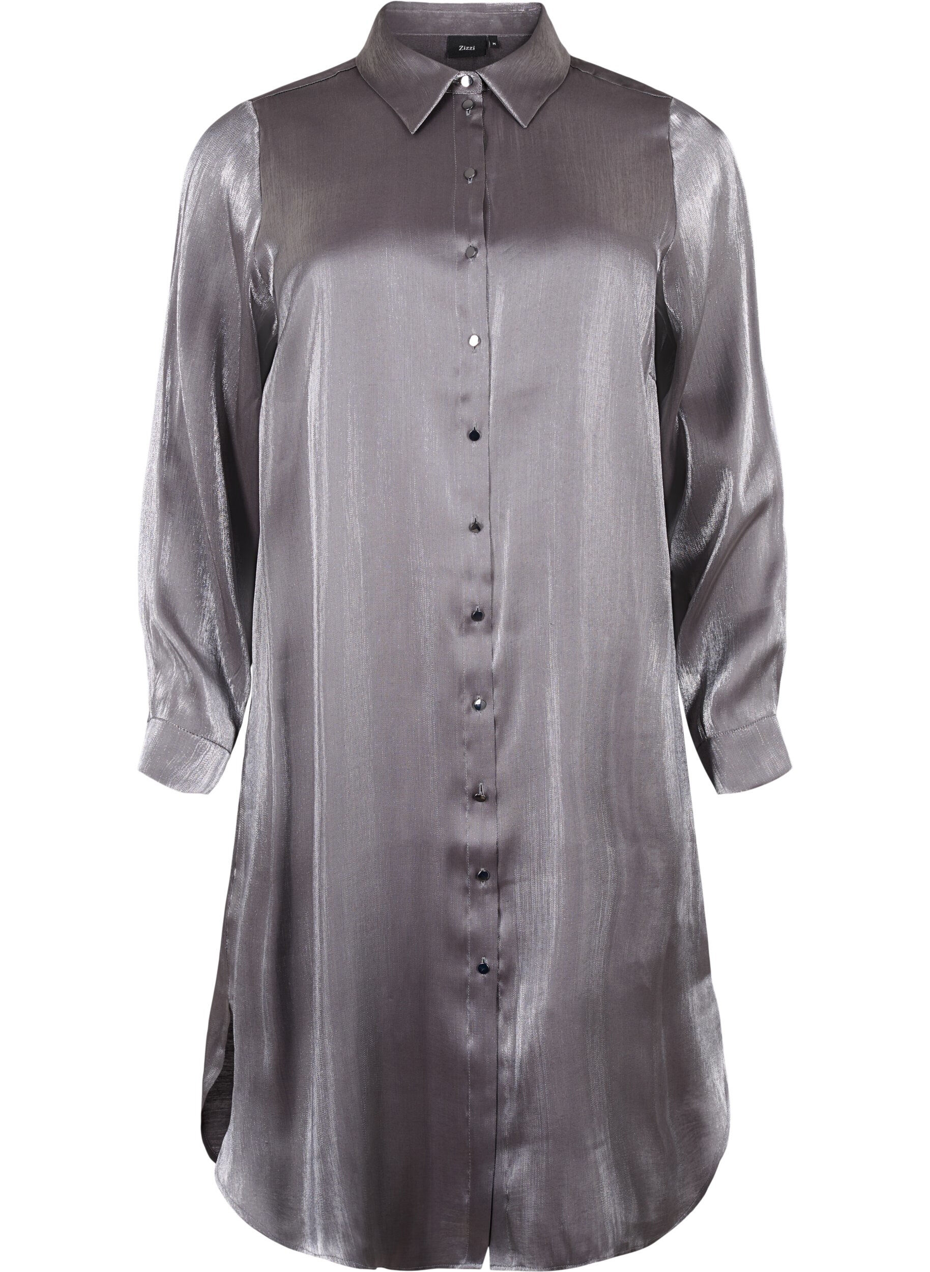 Zizzi Langes silberfarbenes Shirt, Dark Silver, Packshot image number 0