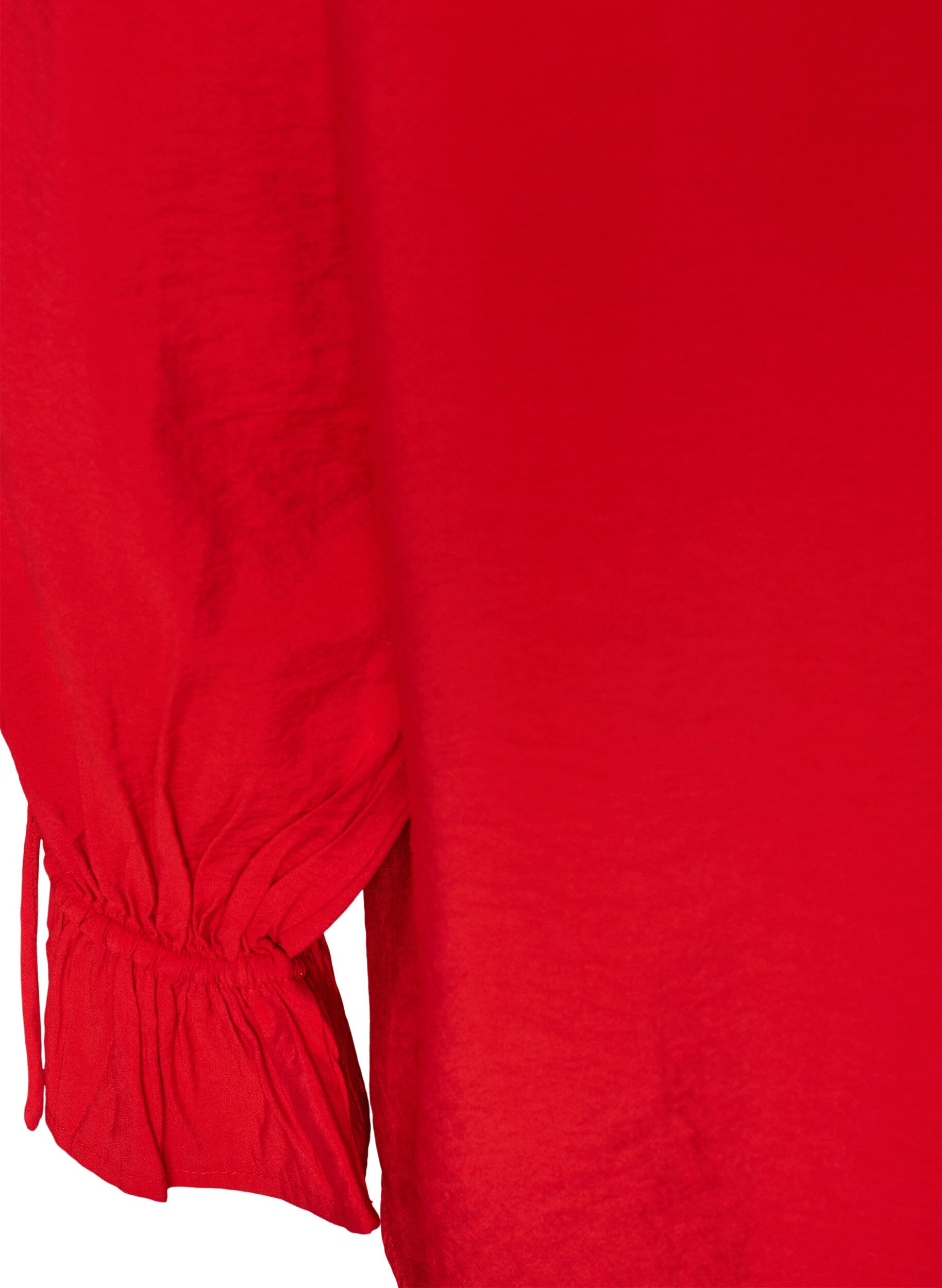 ZizziViskosebluse mit Bindeb&auml;ndern und R&uuml;schendetails, Rot, Packshot image number 3