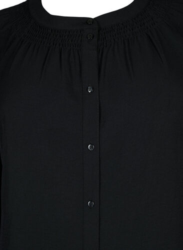 Langärmelige Tunika mit gesmokten Details, Black, Packshot image number 2