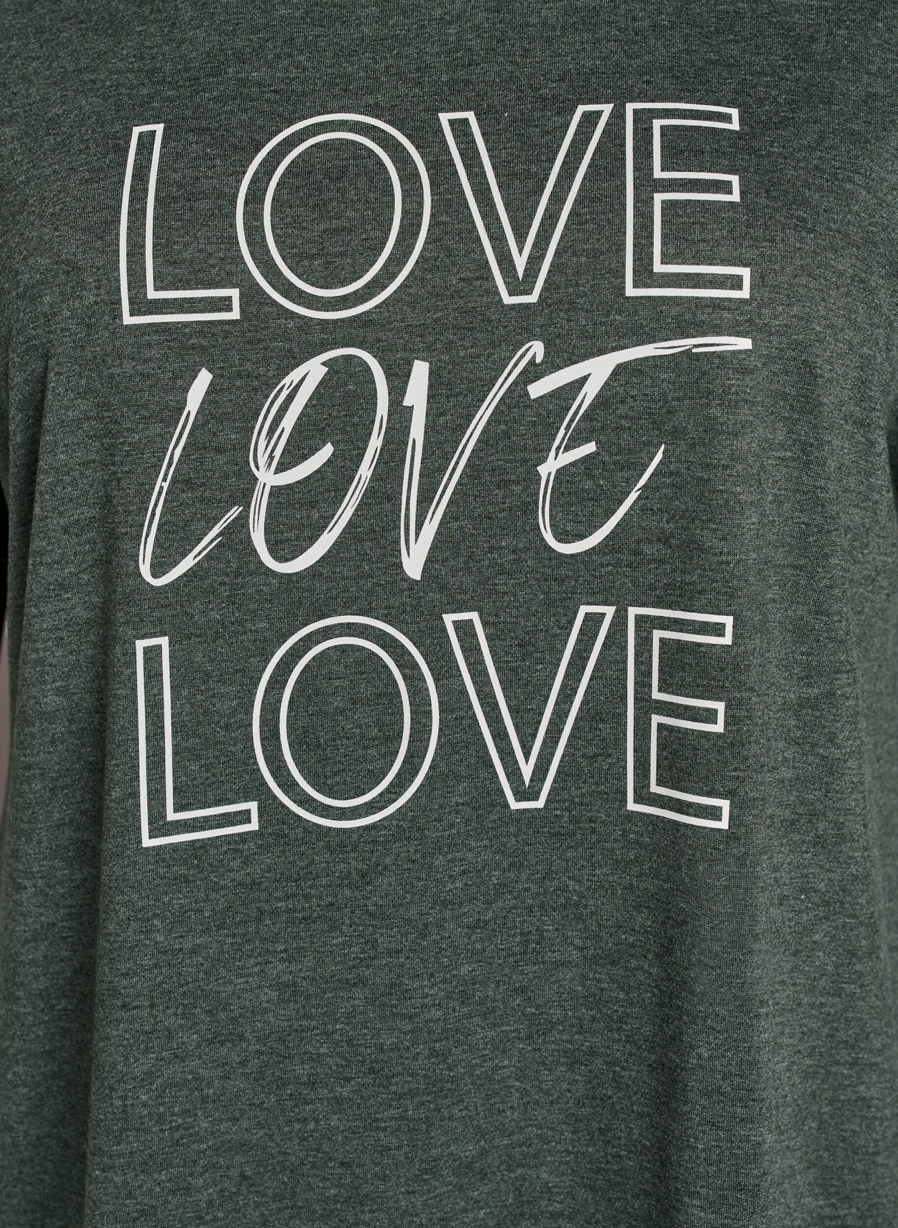 Zizzi Kurz&auml;rmliges Nachthemd mit Textdruck, Gr&uuml;n, Packshot image number 2