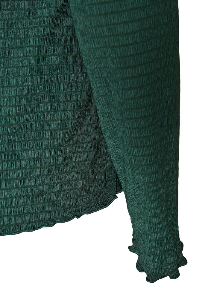 Strukturierte Bluse mit Wellenkanten, Gr&uuml;n, Packshot image number 3