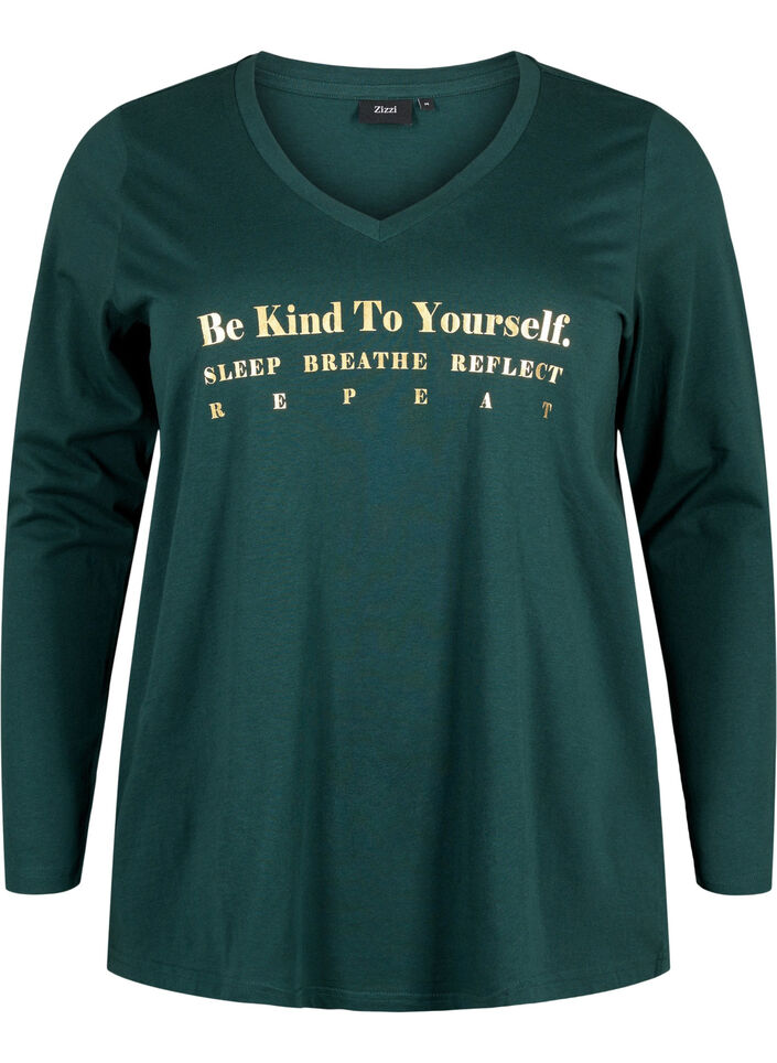 Nachthemd aus Baumwolle mit Text-Aufdruck, Scarab, Packshot image number 0