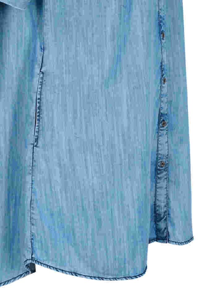 Kurzarm Denimkleid mit Rüschen, Blue denim, Packshot image number 3