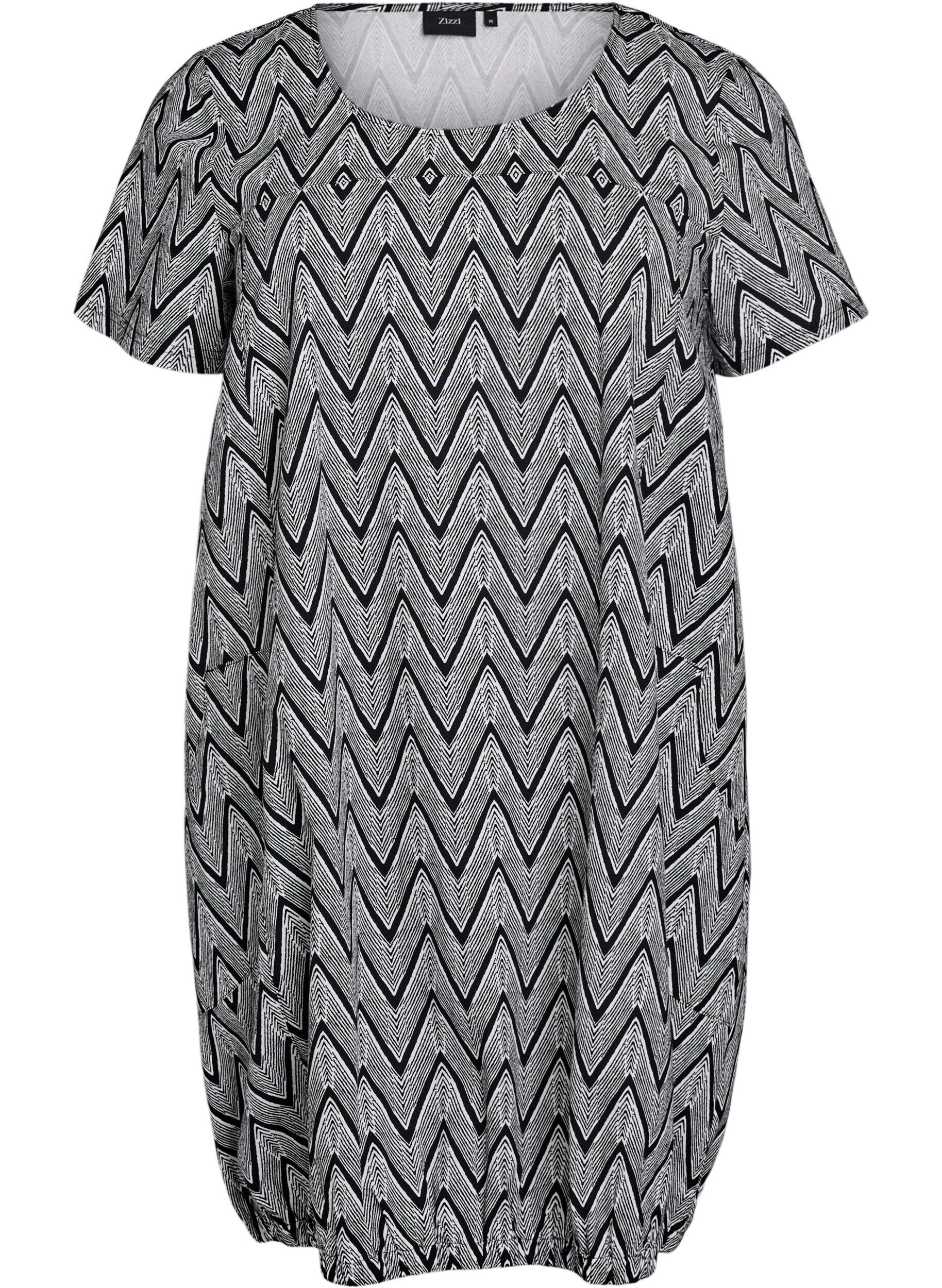 Kurz&auml;rmliges Baumwollkleid mit Aufdruck