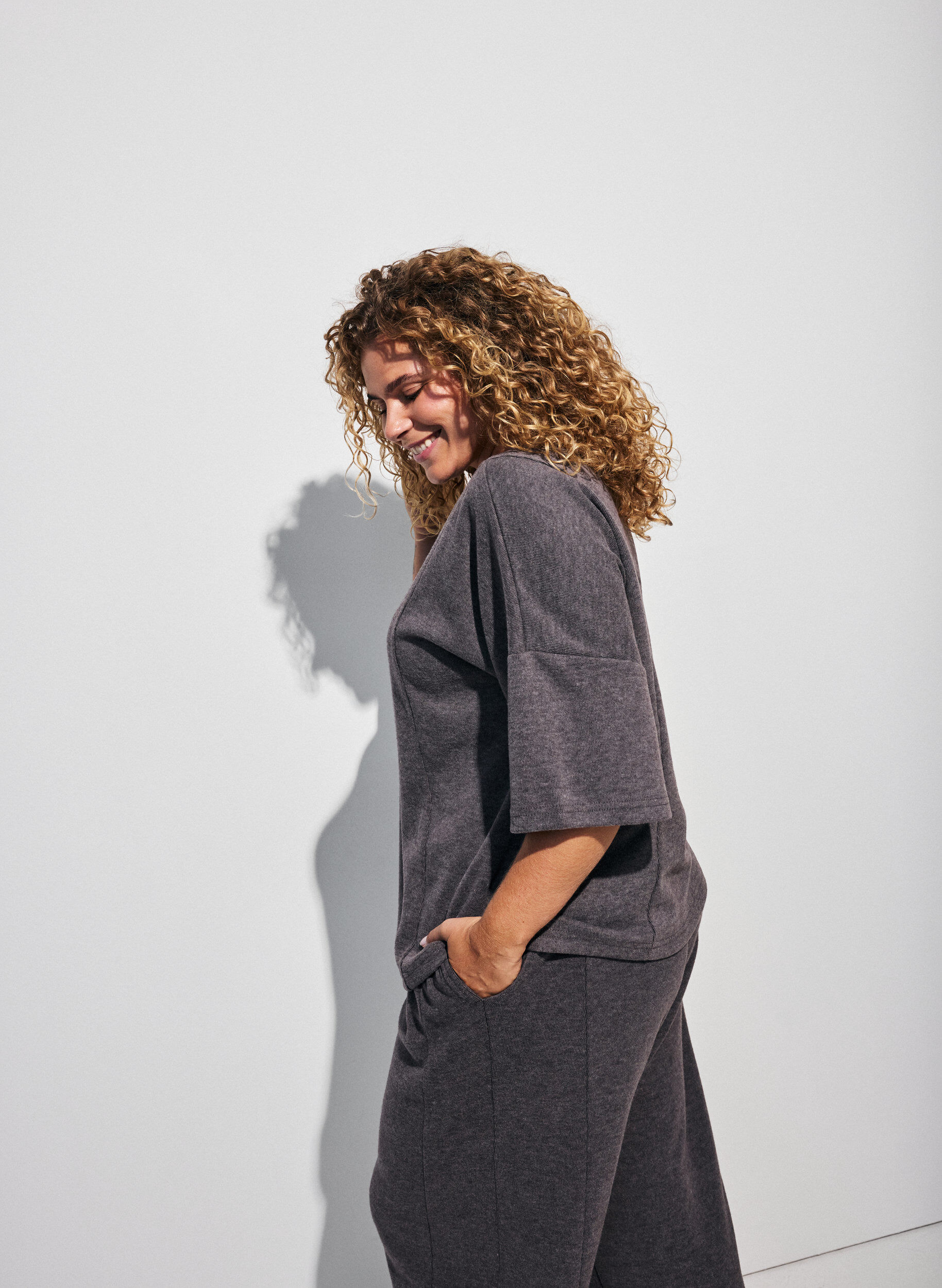 ZizziBluse in A-Linie aus Jersey mit ellbogenlangen &Auml;rmeln, Grau, Model image number 2