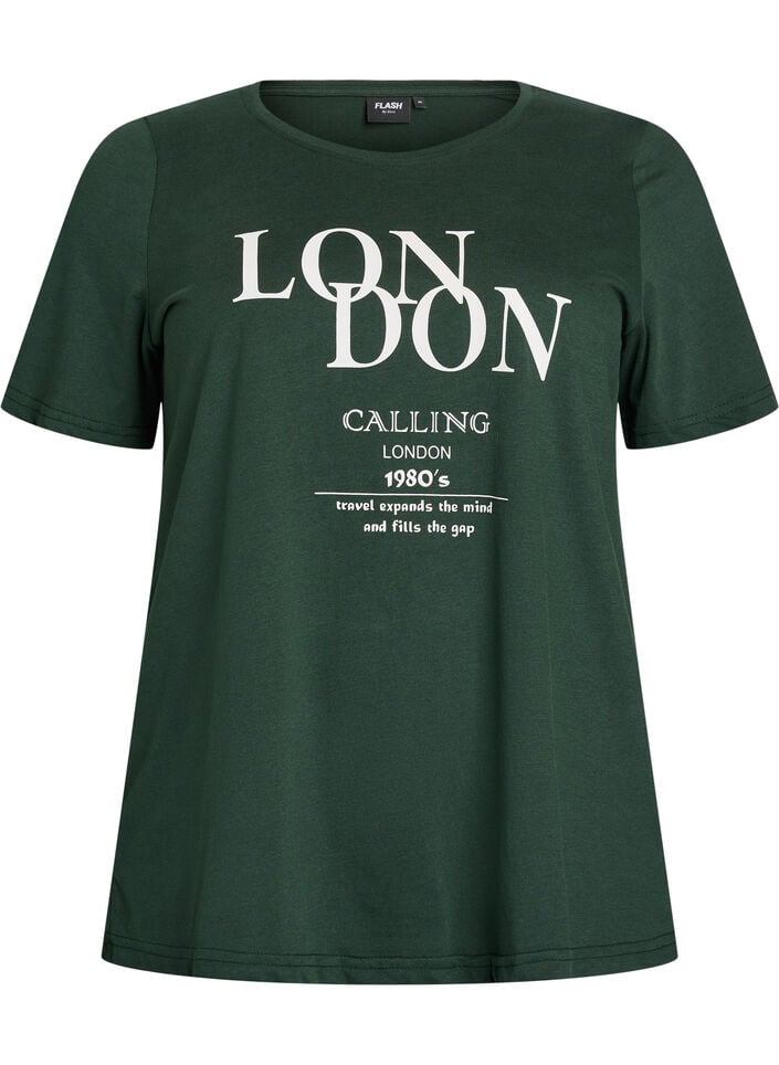 T-Shirt mit Print, Gr&uuml;n, Packshot image number 0