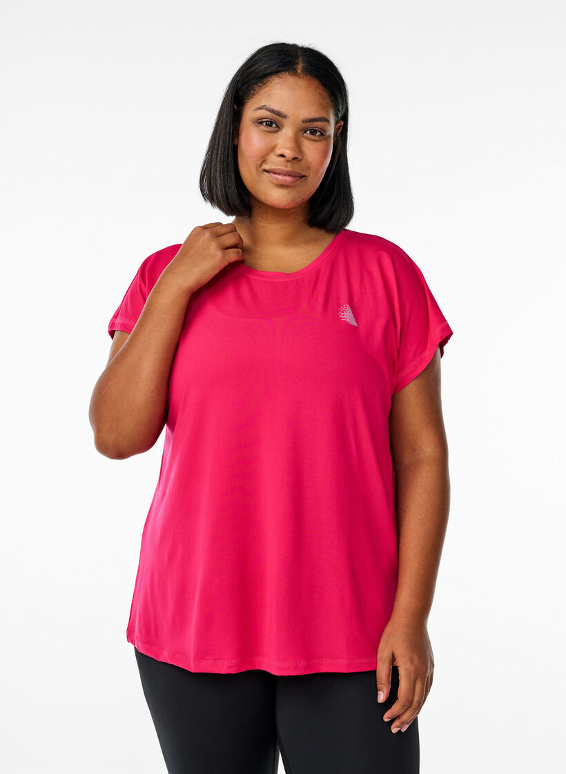 Einfarbiges Trainings-T-Shirt, Pink, Model image number 0