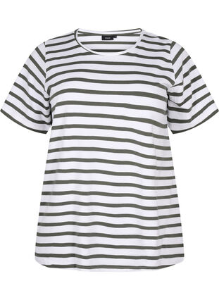 Gestreiftes T-Shirt aus biologischer Baumwolle, Thyme Stripe, Packshot image number 0