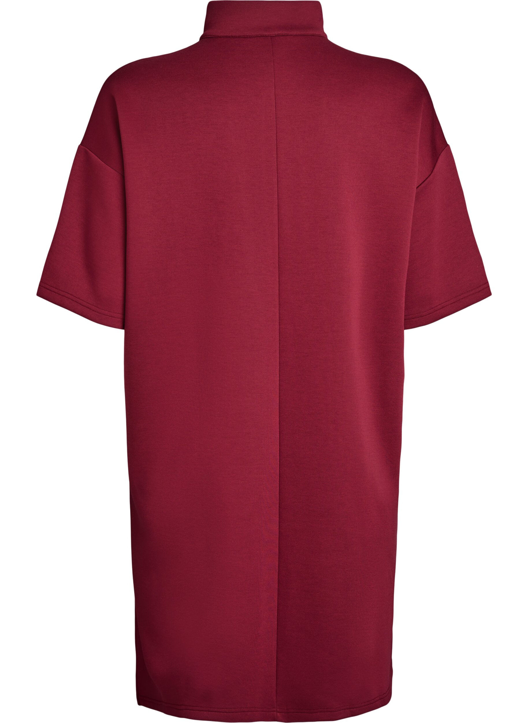 Zizzi Kurzes Sweatshirtkleid mit hohem Kragen und Rei&szlig;verschluss, Dunkles Bordeaux, Packshot image number 1