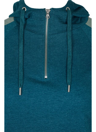 Sweatshirt mit Reißverschluss und Kapuze, Deep Teal, Packshot image number 2