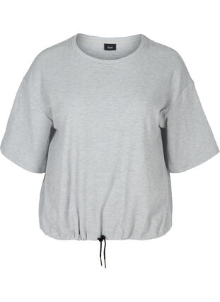 Bluse mit 2/4-Ärmeln und verstellbarem Saum, Light Grey Melange, Packshot image number 0