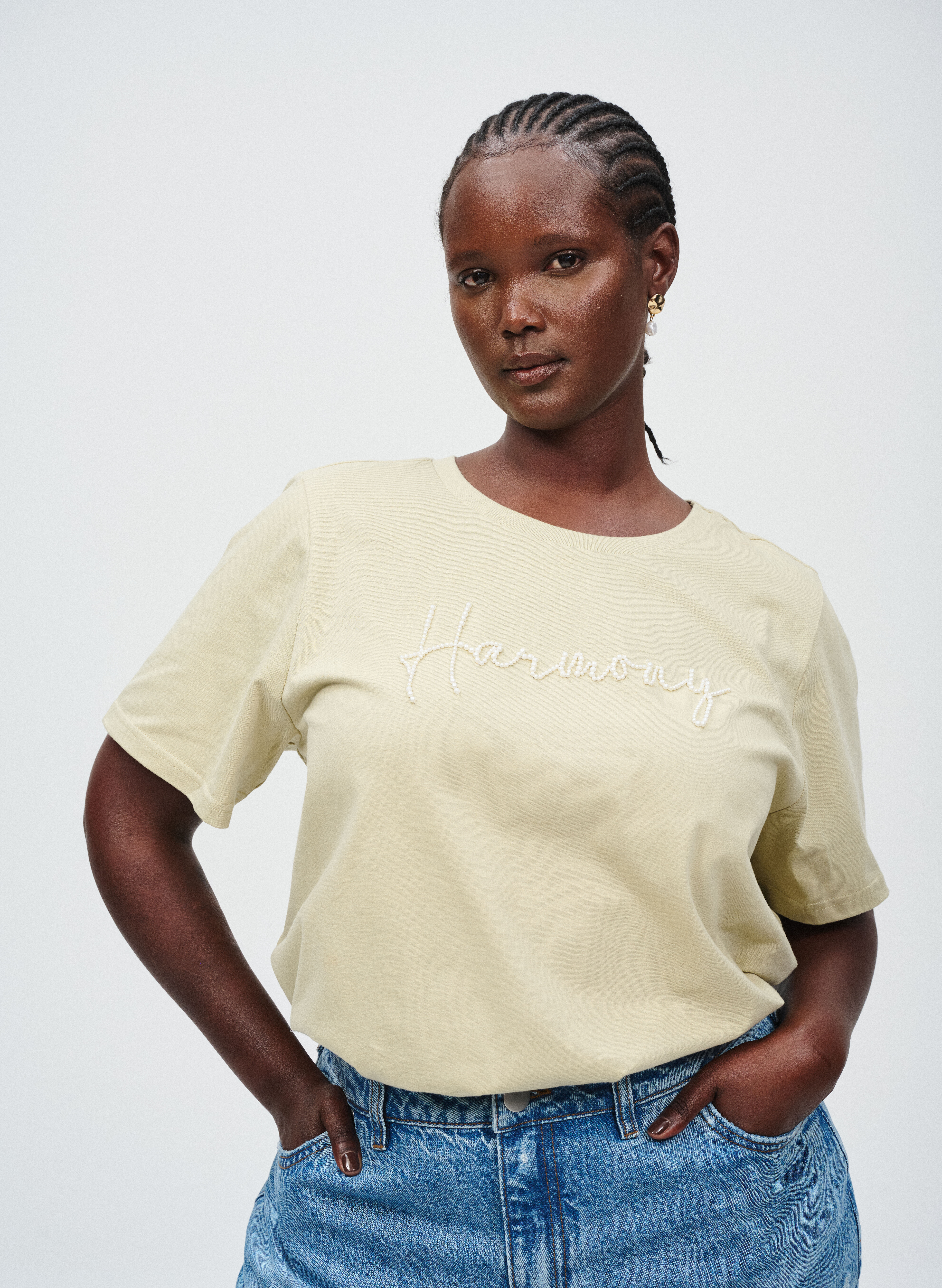 Zizzi T-Shirt mit Perlen, , Model