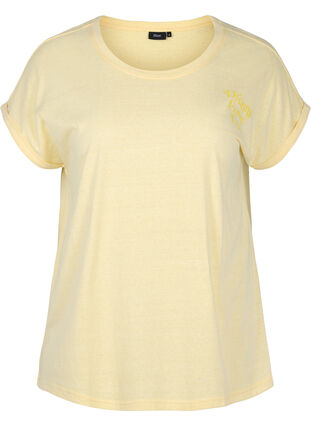 Meliertes T-Shirt aus Baumwolle, Pale Banana Melange, Packshot image number 0