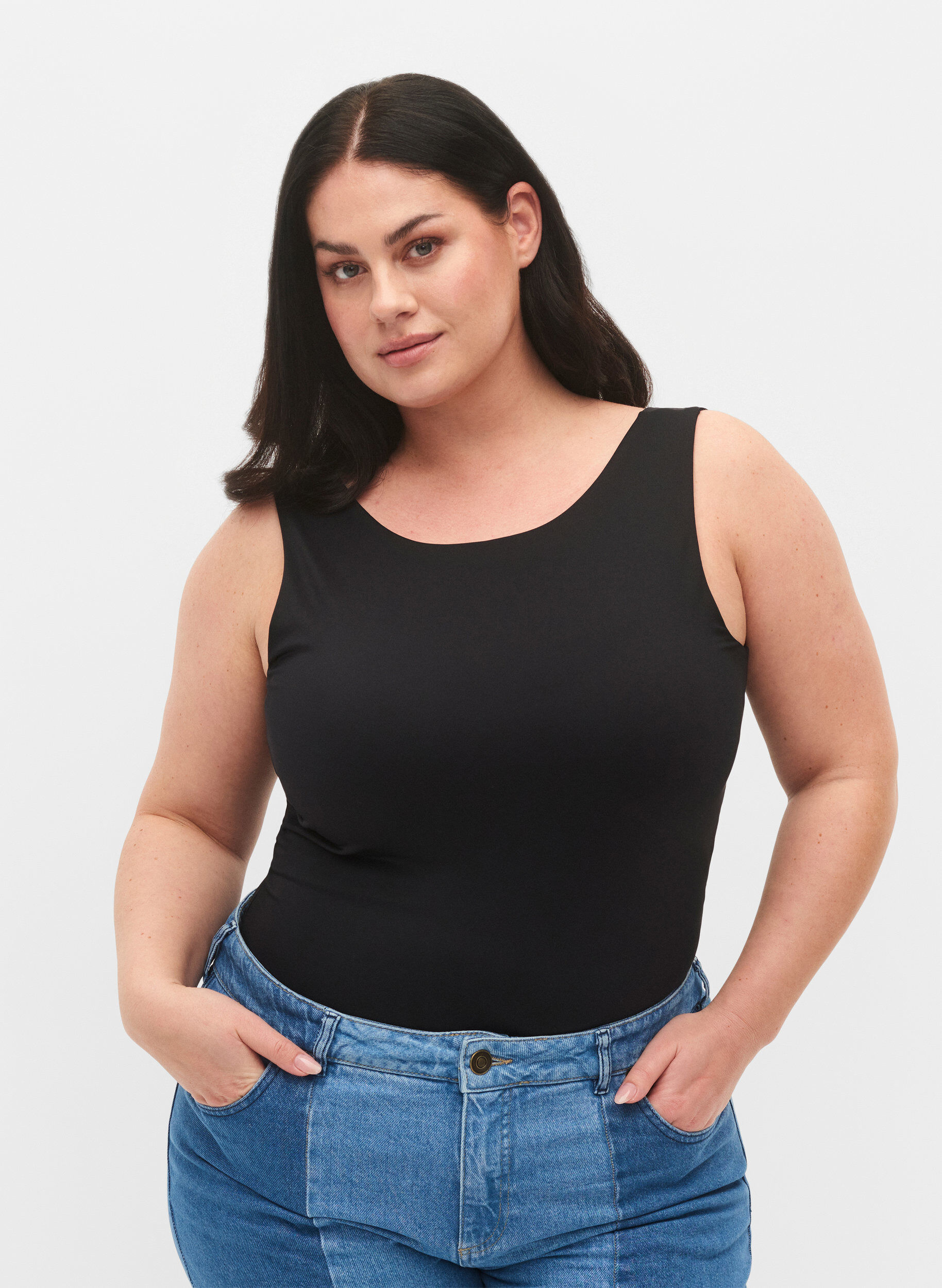 Zizzi Dehnbares Wende-Top, Black, Model image number 2