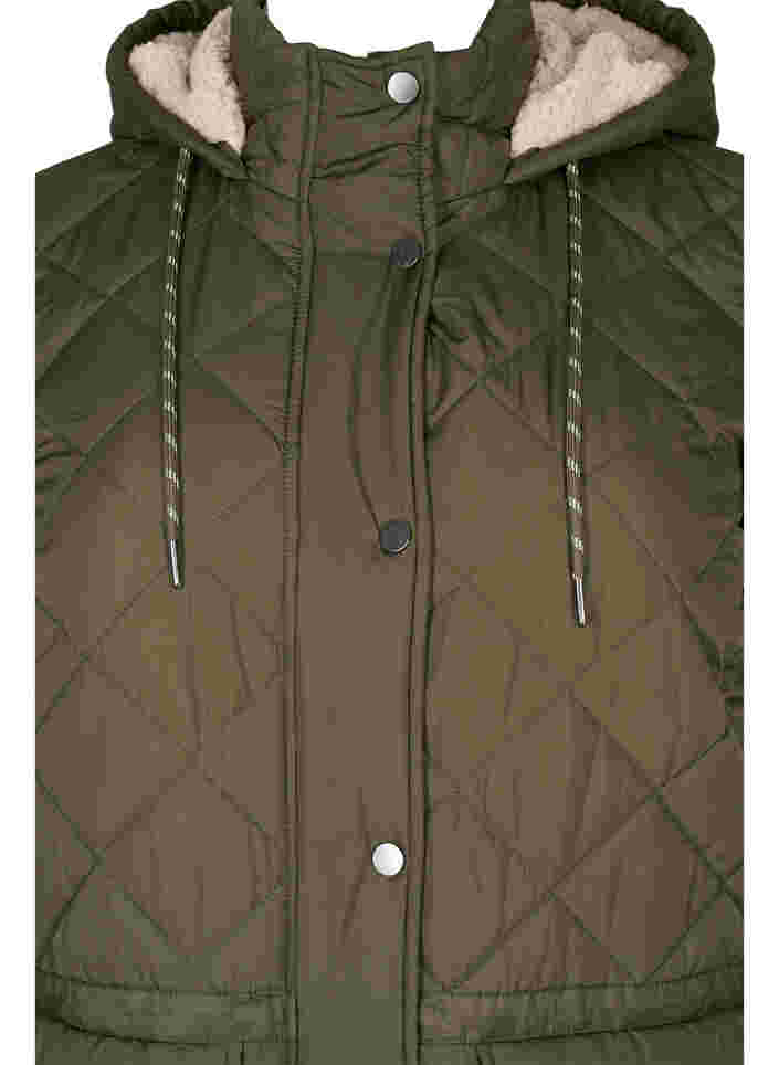 Gesteppte Jacke mit Kapuze und verstellbarer Taille, Forest Night, Packshot image number 2