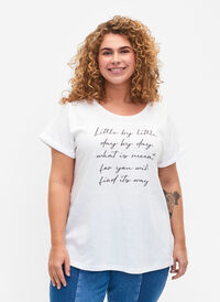 Bedrucktes T-Shirt aus Bio-Baumwolle, Bright White, Model