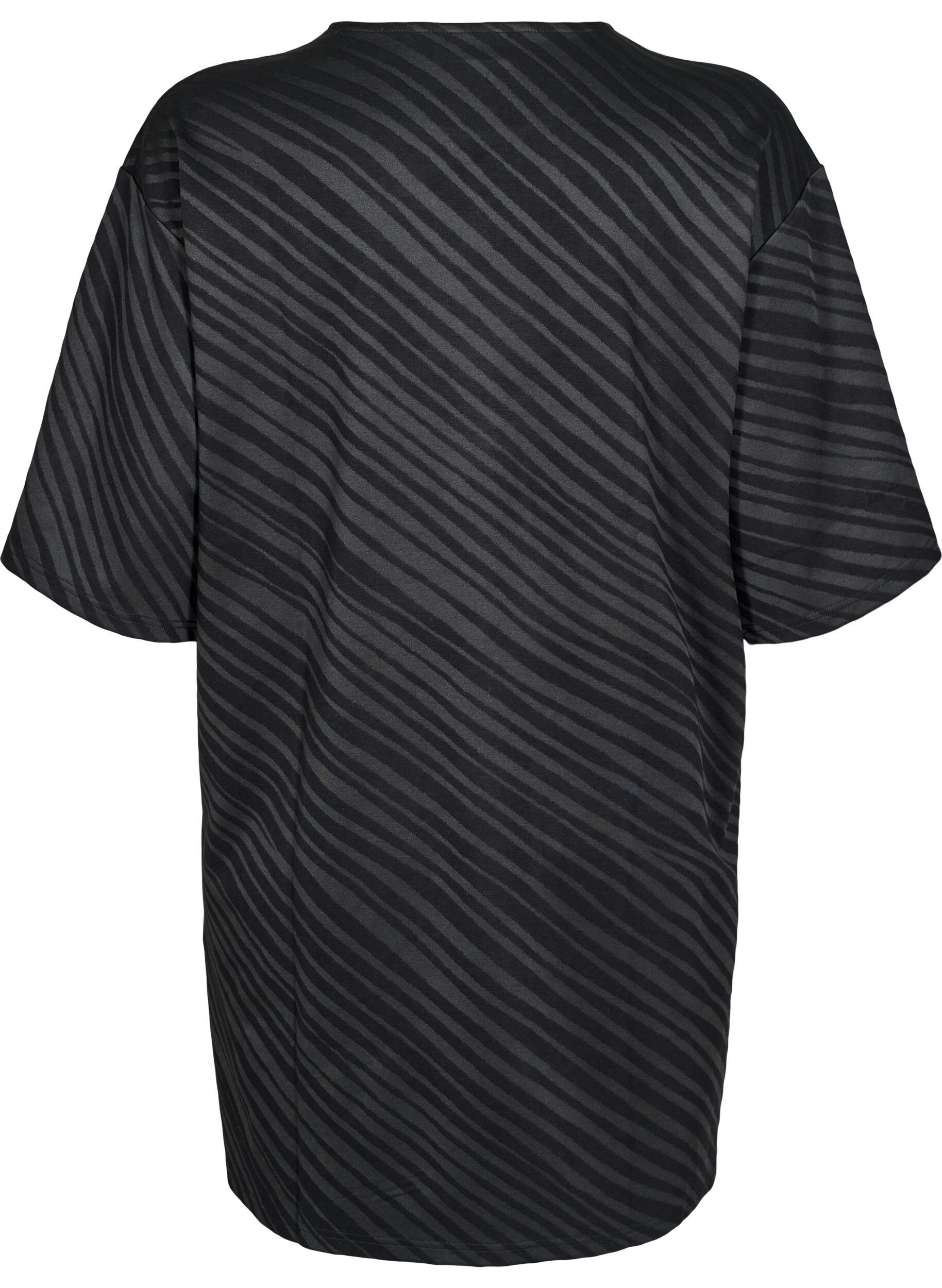 Zizzi Gemustertes Kleid mit 3/4-&Auml;rmeln, Schwarz, Packshot image number 1