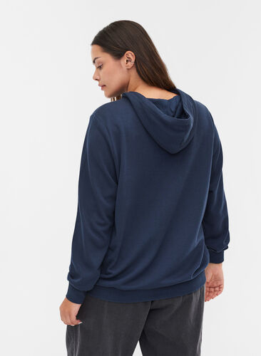 Sweatshirt mit Kapuze und Tasche, Black Iris, Model image number 1