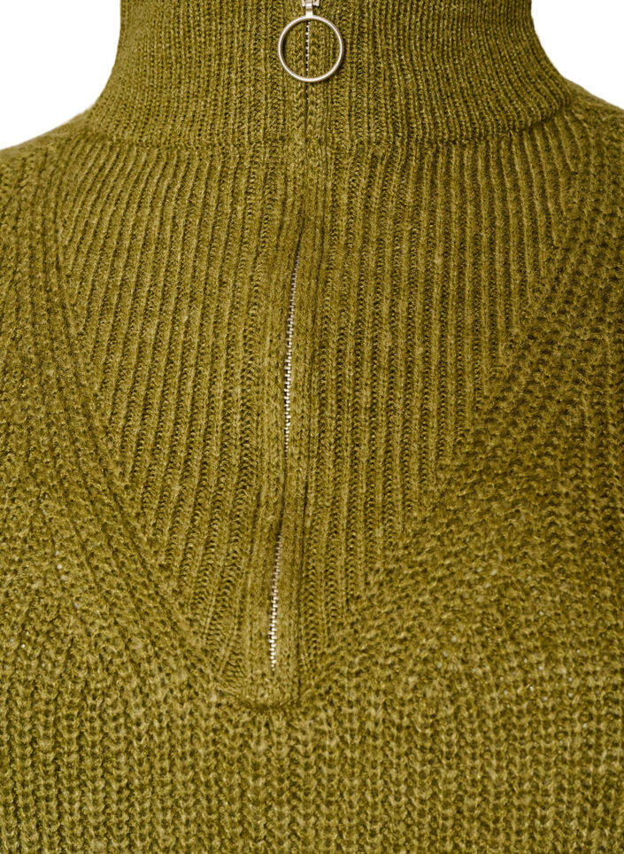 Strickpullover mit hohem Kragen und Rei&szlig;verschluss, Gr&uuml;n, Packshot image number 2