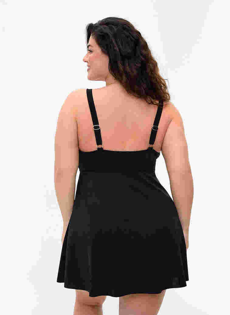 Badekleid mit Schnurdetails, Black, Model image number 1