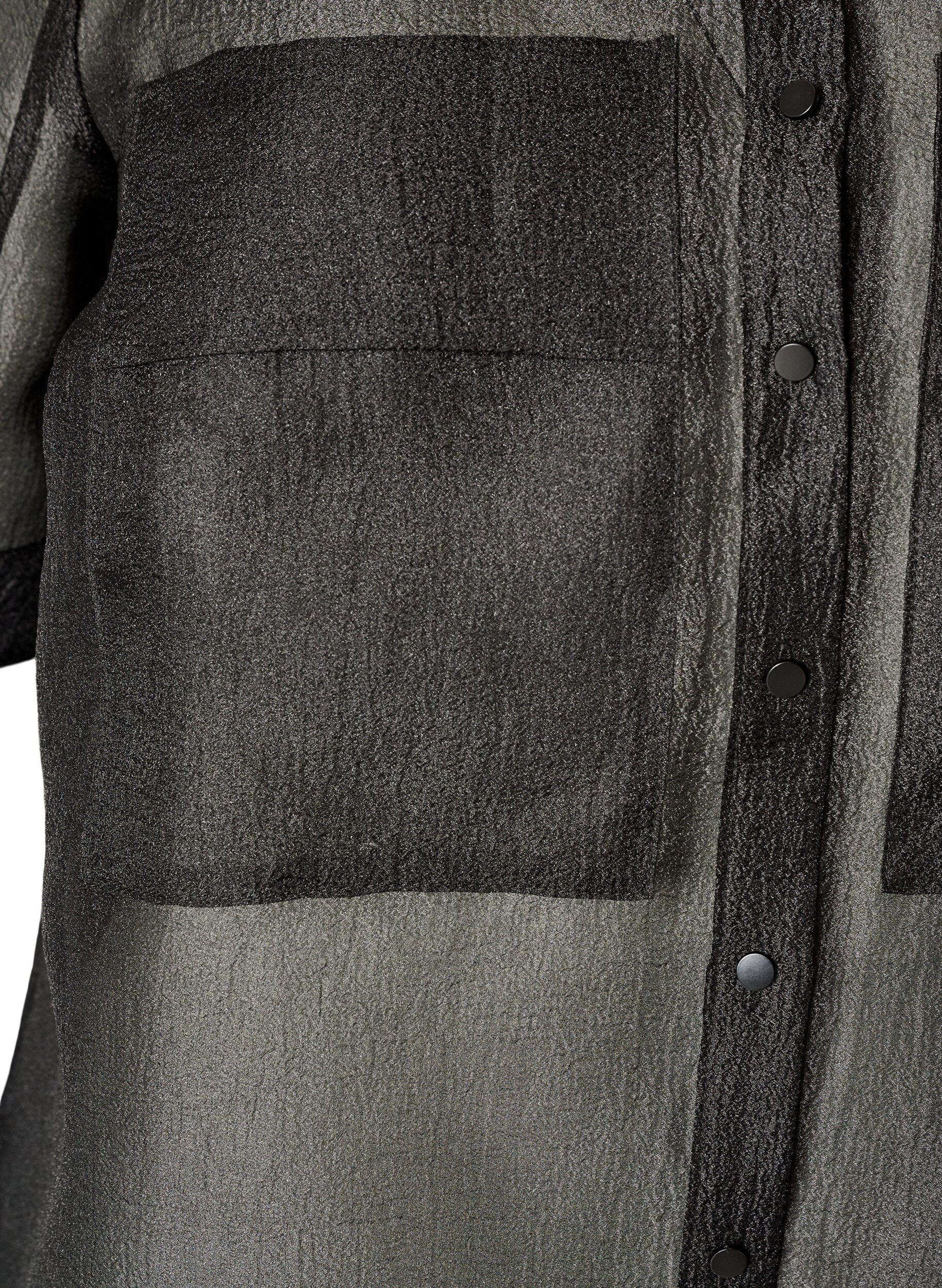 ZizziTransparente kurz&auml;rmelige Bluse mit Brusttaschen, Schwarz, Packshot image number 3