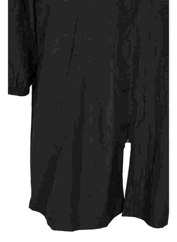 Lange Sportjacke mit verstellbarer Taille, Black, Packshot image number 3