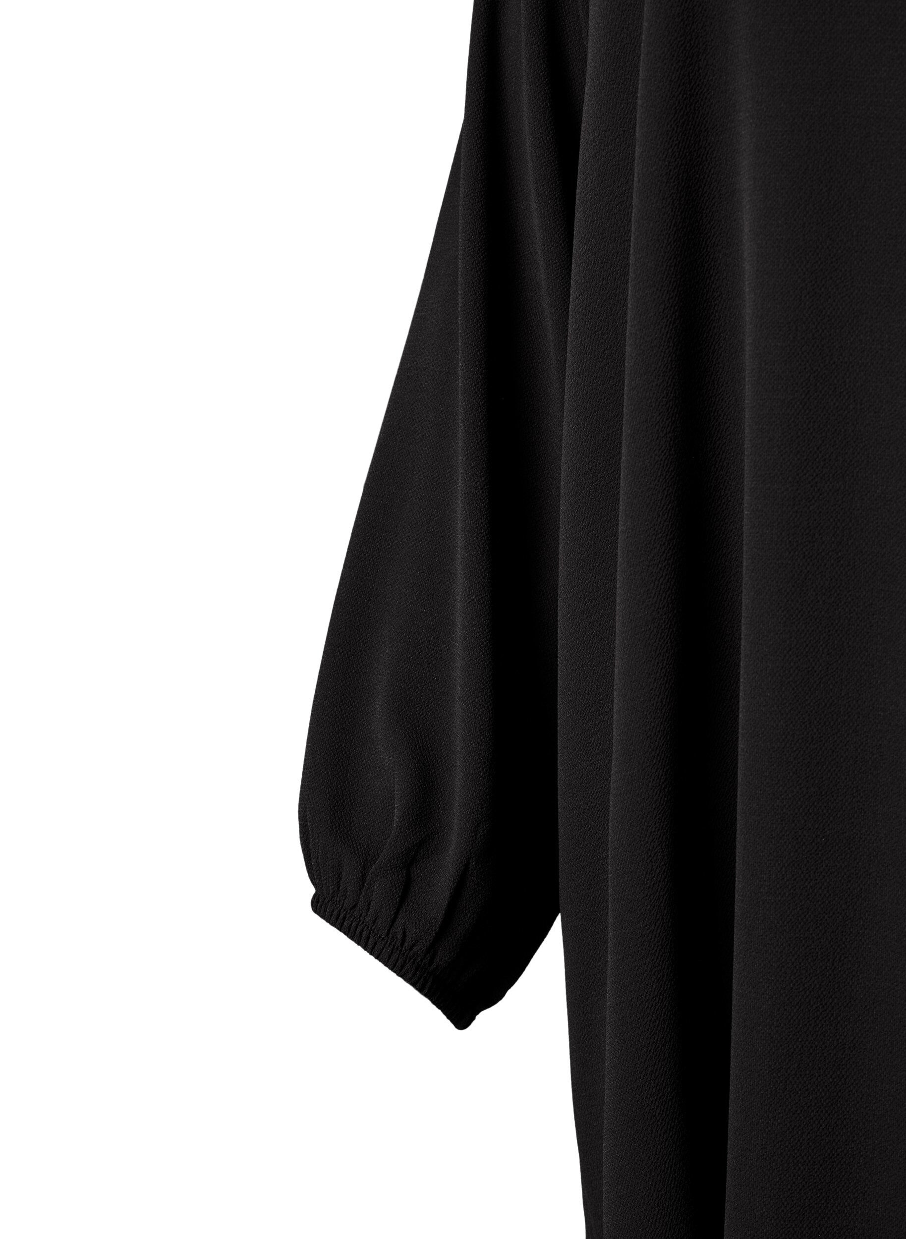 Zizzi Lang&auml;rmeliges Kleid mit V-Ausschnitt., Black, Packshot image number 2