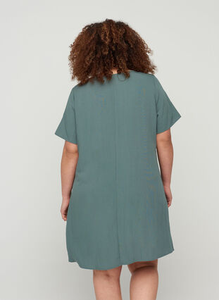 Kurzarm Viskosekleid mit Taschen, Balsam Green, Model image number 1