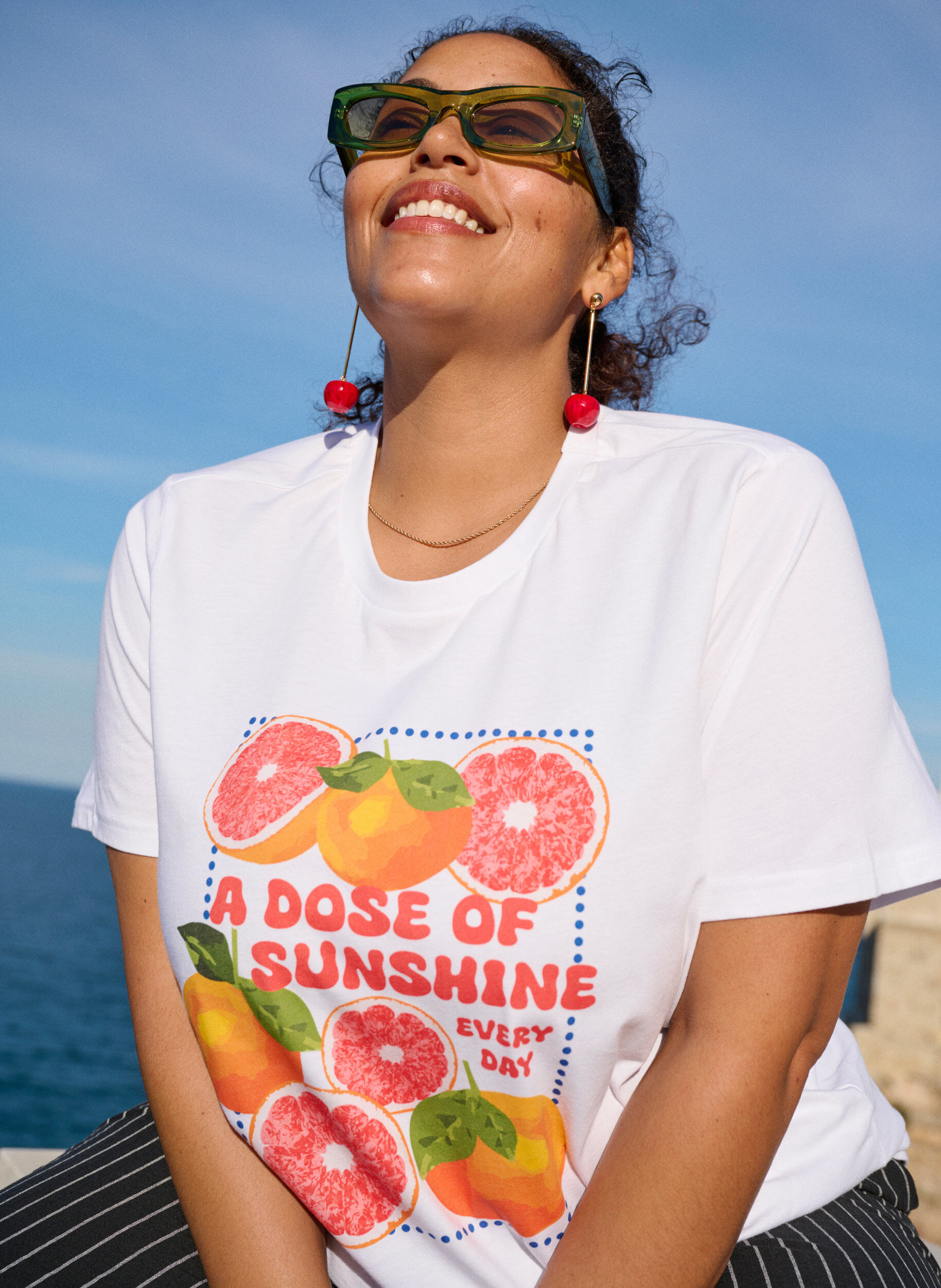 Zizzi T-Shirt aus Biobaumwolle mit Zitrusmotiv, Wei&szlig;, Image image number 0