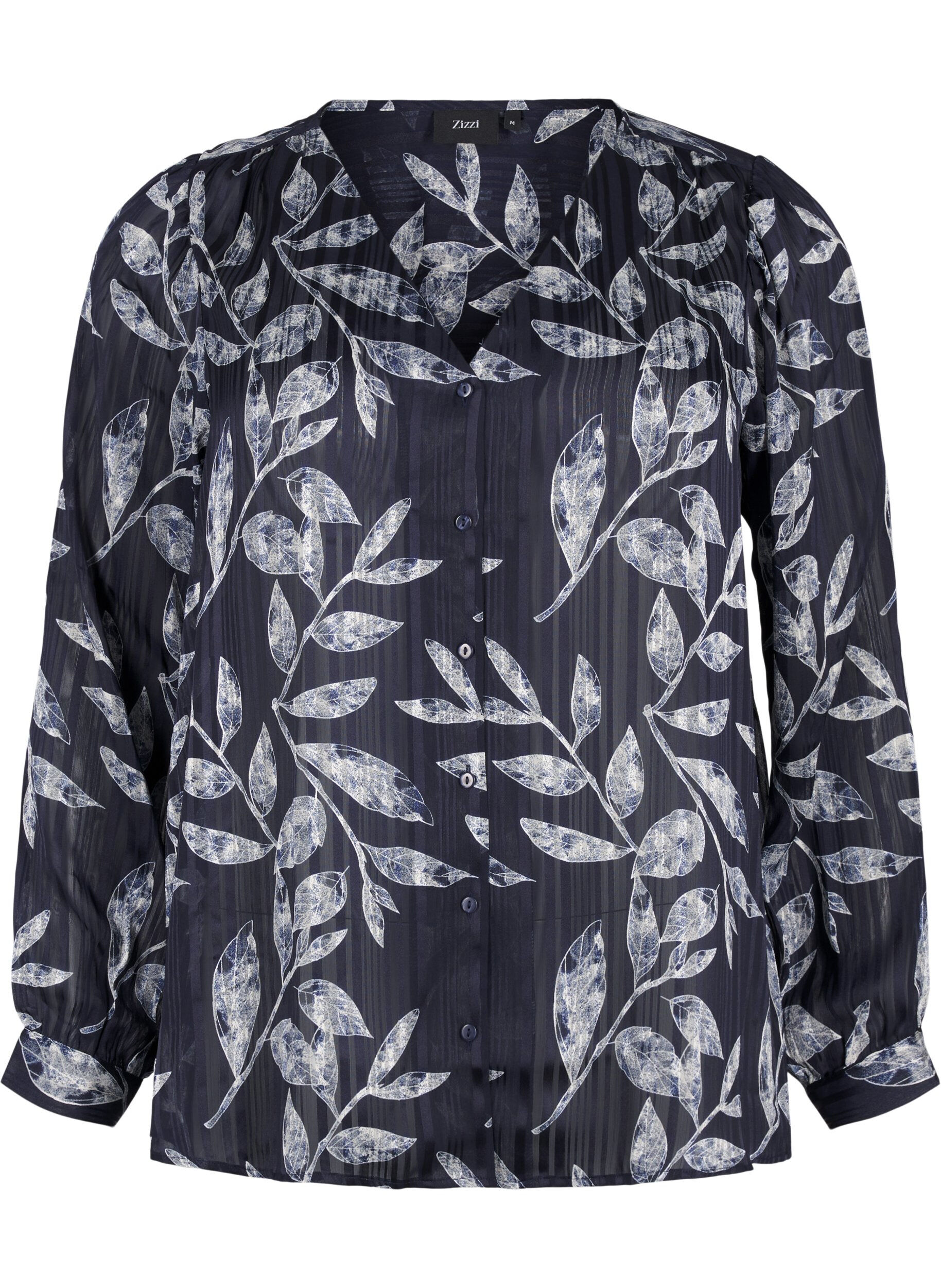 Zizzi Langarmshirt mit Kn&ouml;pfen, Blau, Packshot image number 0