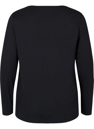 Einfarbige Bluse mit langen Ärmel, Black, Packshot image number 1