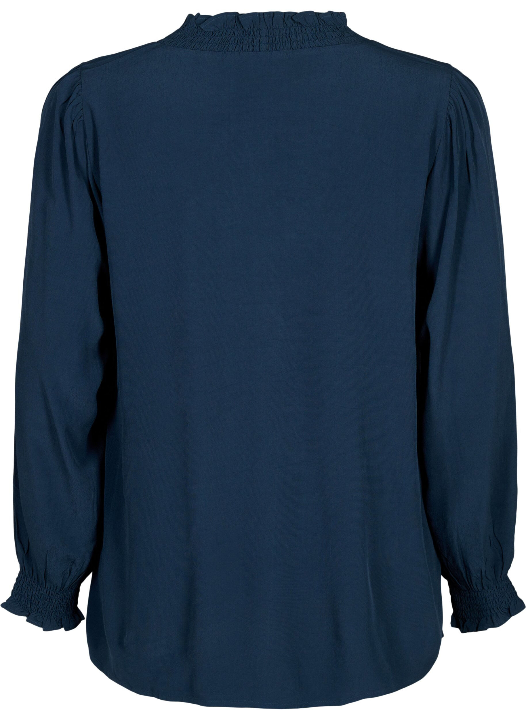 Zizzi Lang&auml;rmlige Bluse aus Viskose, Total Eclipse, Packshot image number 1