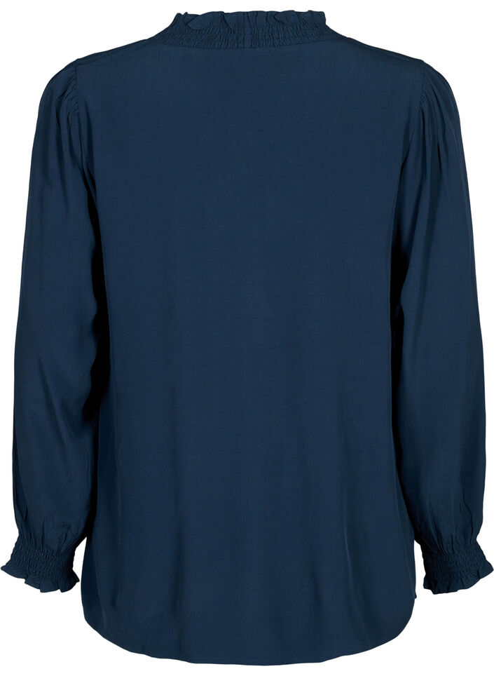 Langärmlige Bluse aus Viskose, Total Eclipse, Packshot image number 1