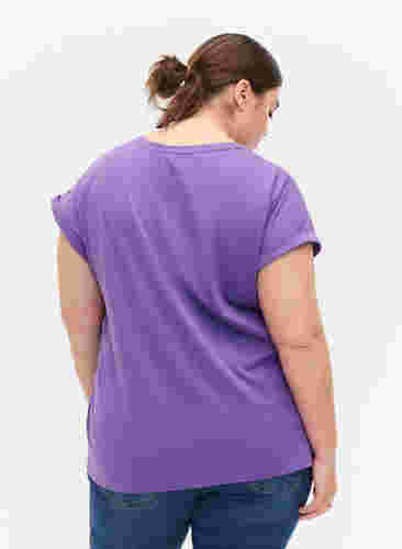 Kurzärmeliges T-Shirt aus Baumwollmischung, Deep Lavender, Model image number 1