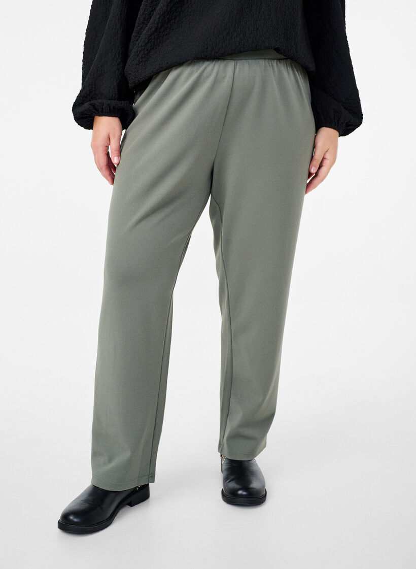 Hose mit gerader Passform, Grau, Model image number 2