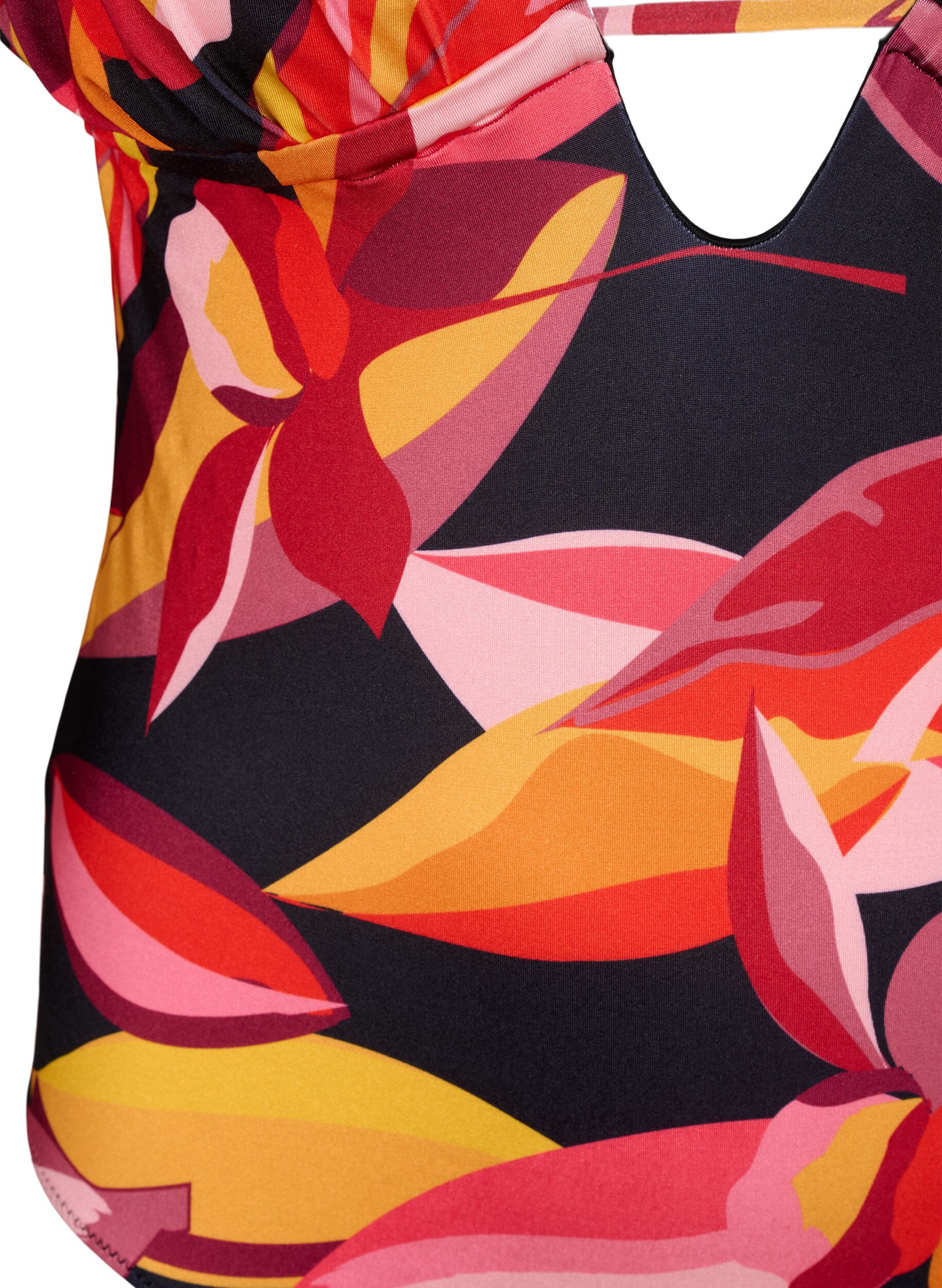 Zizzi Badeanzug mit V-Ausschnitt und Schn&uuml;rdetails, Rot, Packshot image number 2