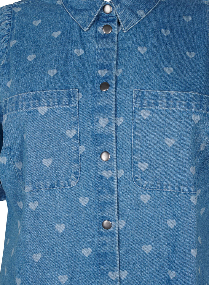 Kurz&auml;rmliges Denim-Kleid mit Herz-Print, L. Blue D. w. Heart, Packshot image number 2
