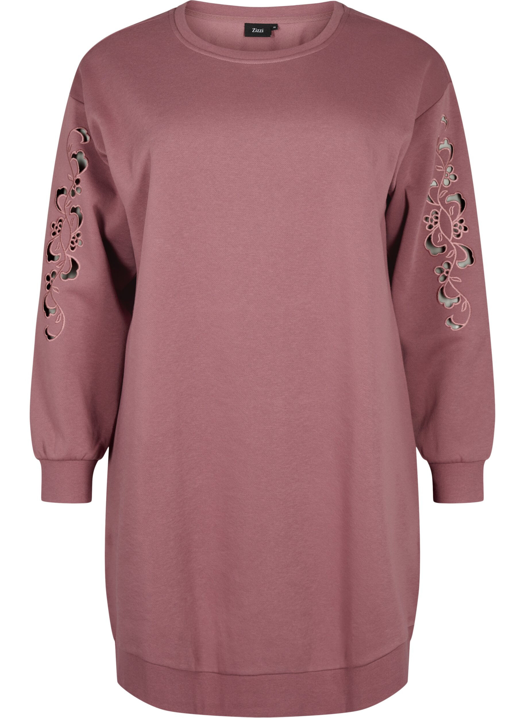 Zizzi Sweatkleid mit gestickten Details, Rose Brown, Packshot image number 0