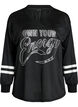 Sportliches Top aus Mesh mit Textprint, Schwarz, Packshot image number 0