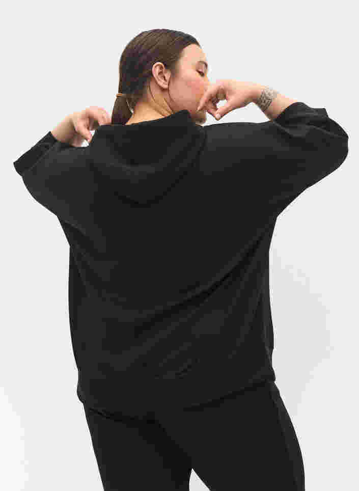 Sweatshirt mit Kapuze und 3/4-Ärmeln, Black, Model image number 1