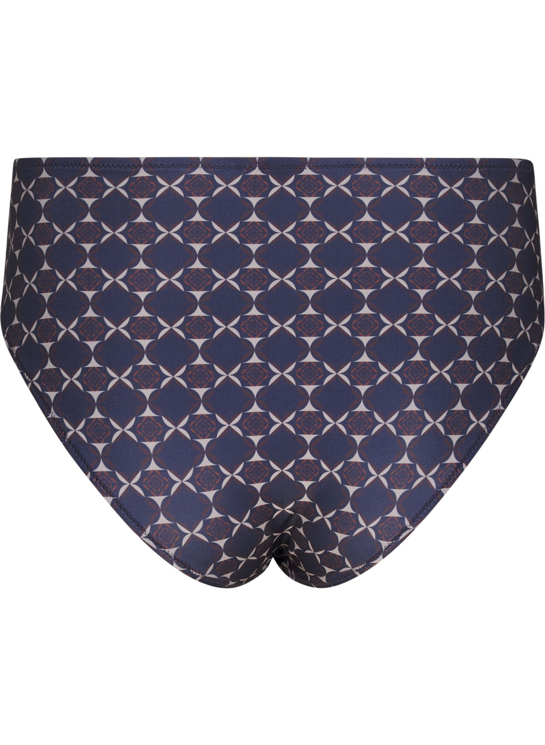 Zizzi Hoch tailliertes Bikini-Unterteil mit Aufdruck, Blau, Packshot image number 1